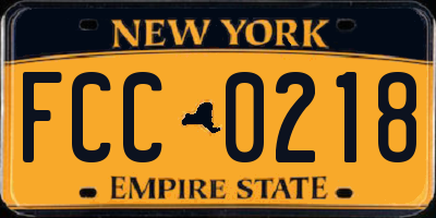 NY license plate FCC0218