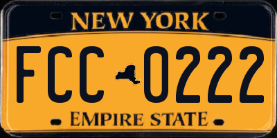 NY license plate FCC0222