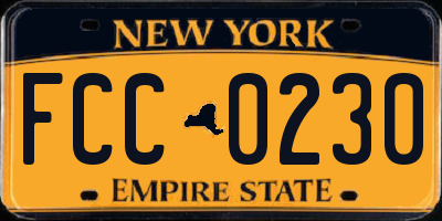 NY license plate FCC0230