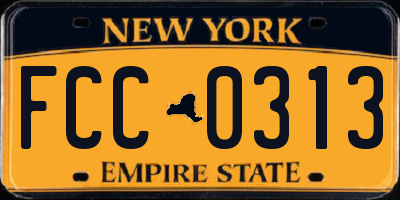 NY license plate FCC0313
