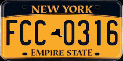 NY license plate FCC0316
