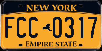 NY license plate FCC0317