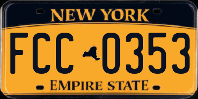 NY license plate FCC0353