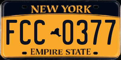 NY license plate FCC0377