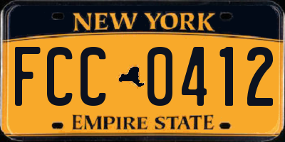 NY license plate FCC0412