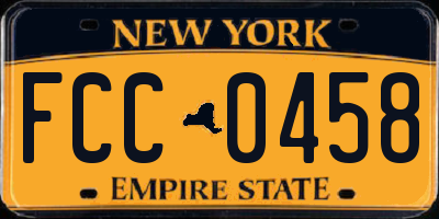 NY license plate FCC0458