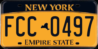 NY license plate FCC0497