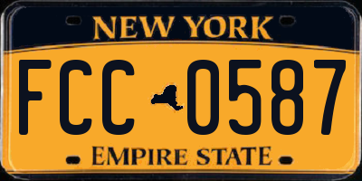 NY license plate FCC0587