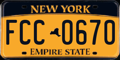 NY license plate FCC0670