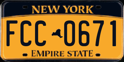 NY license plate FCC0671