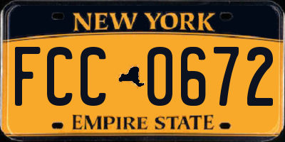 NY license plate FCC0672