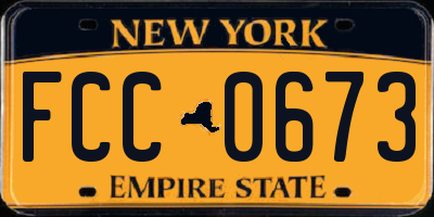 NY license plate FCC0673