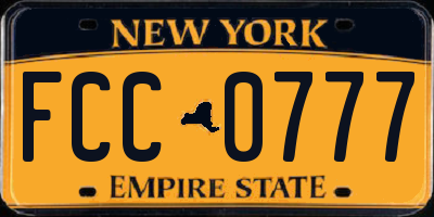 NY license plate FCC0777