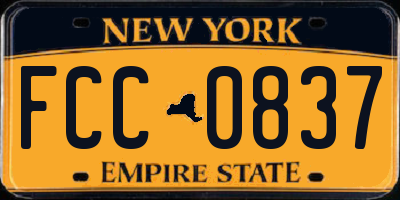 NY license plate FCC0837
