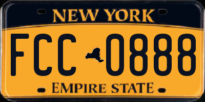 NY license plate FCC0888