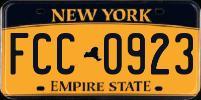 NY license plate FCC0923