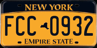 NY license plate FCC0932