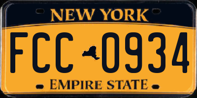 NY license plate FCC0934