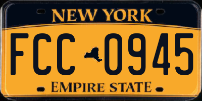 NY license plate FCC0945