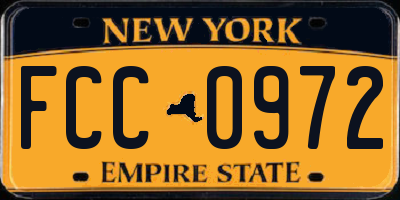 NY license plate FCC0972