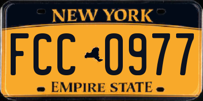 NY license plate FCC0977