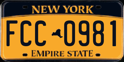 NY license plate FCC0981