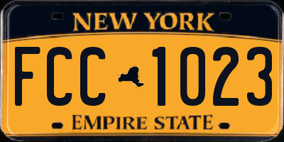 NY license plate FCC1023