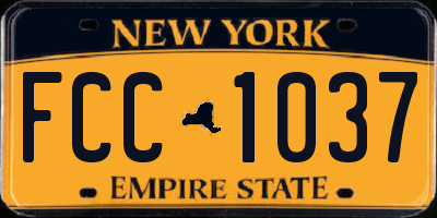 NY license plate FCC1037