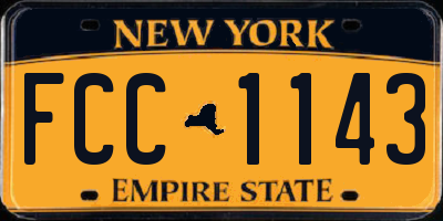 NY license plate FCC1143