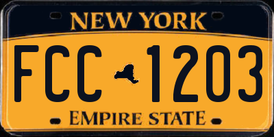 NY license plate FCC1203
