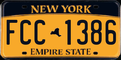 NY license plate FCC1386