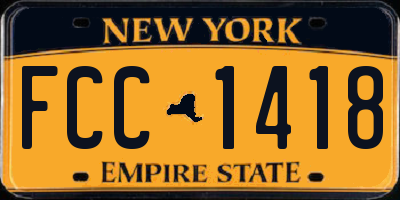 NY license plate FCC1418