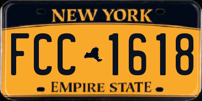 NY license plate FCC1618