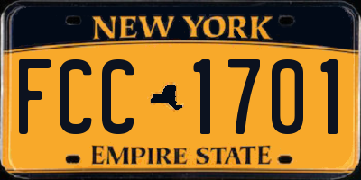 NY license plate FCC1701