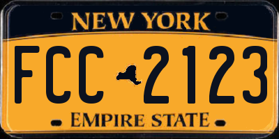 NY license plate FCC2123