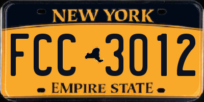 NY license plate FCC3012