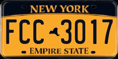 NY license plate FCC3017