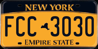 NY license plate FCC3030