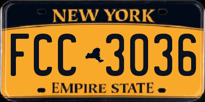 NY license plate FCC3036