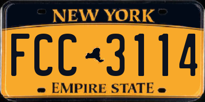 NY license plate FCC3114
