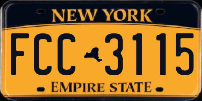 NY license plate FCC3115
