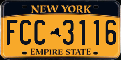 NY license plate FCC3116