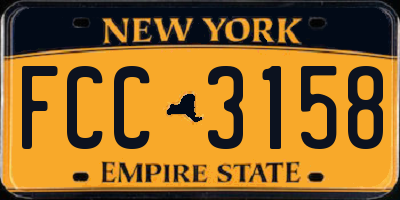 NY license plate FCC3158