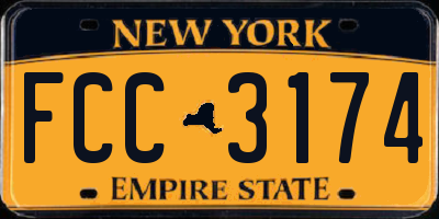 NY license plate FCC3174