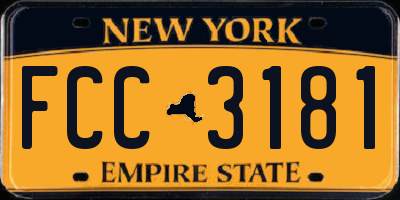 NY license plate FCC3181