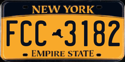 NY license plate FCC3182