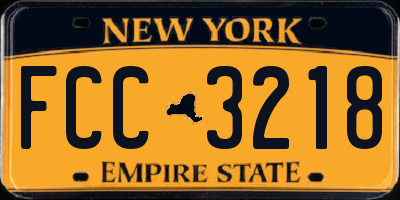 NY license plate FCC3218