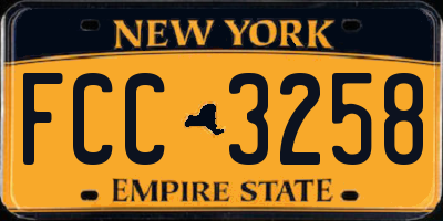 NY license plate FCC3258