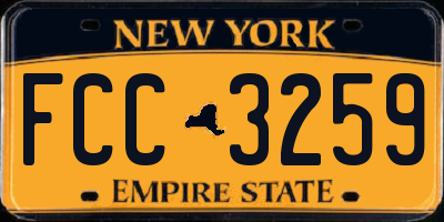 NY license plate FCC3259