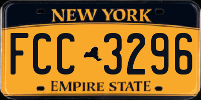 NY license plate FCC3296